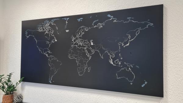 Weltkarte schwarz beschichtet 100cm breit ohne Beleuchtung